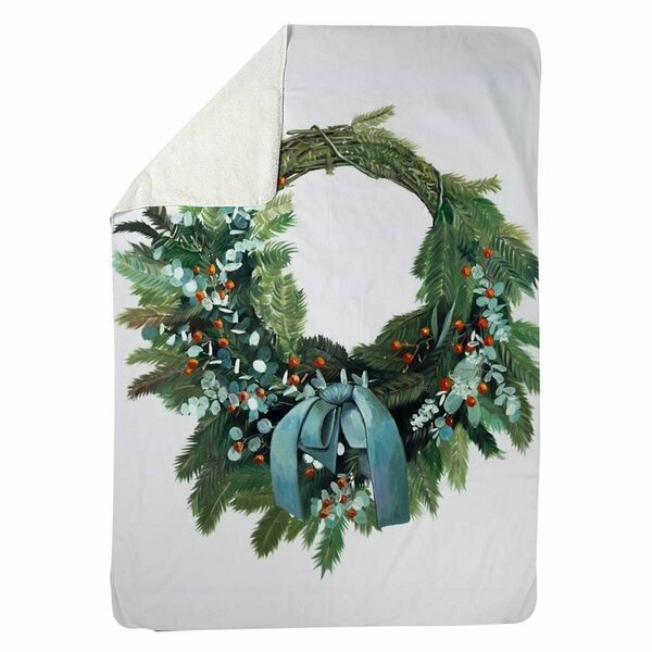 Begin Home Decor 60 x 80 in. Christmas Wreath-Sherpa Fleece Blanket 5545-6080-HO21